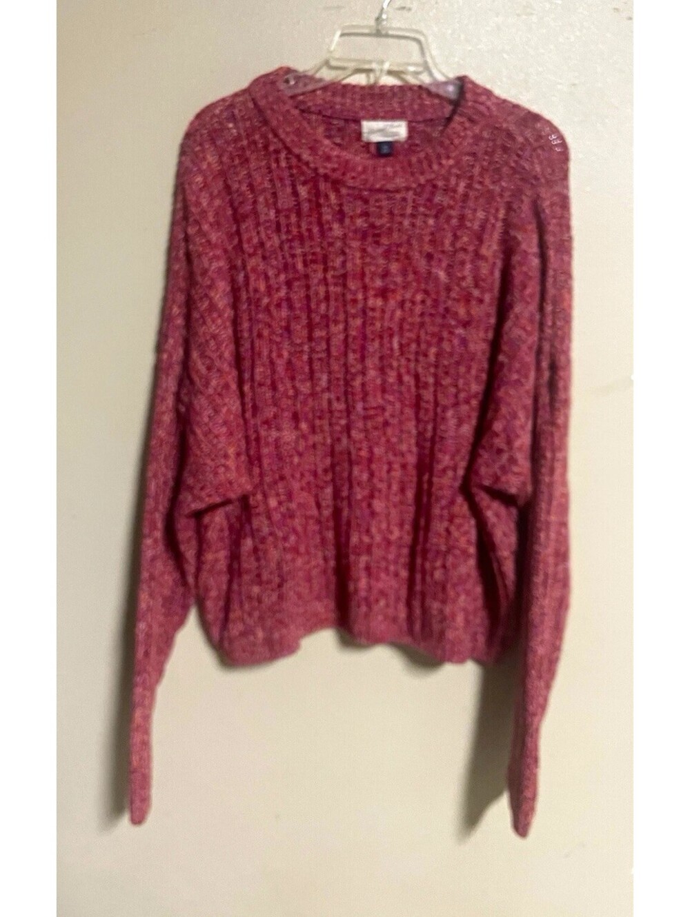 Universal Thread XXL Rib-Knit Marled Crewneck Pullover Sweater Pink Multi plus